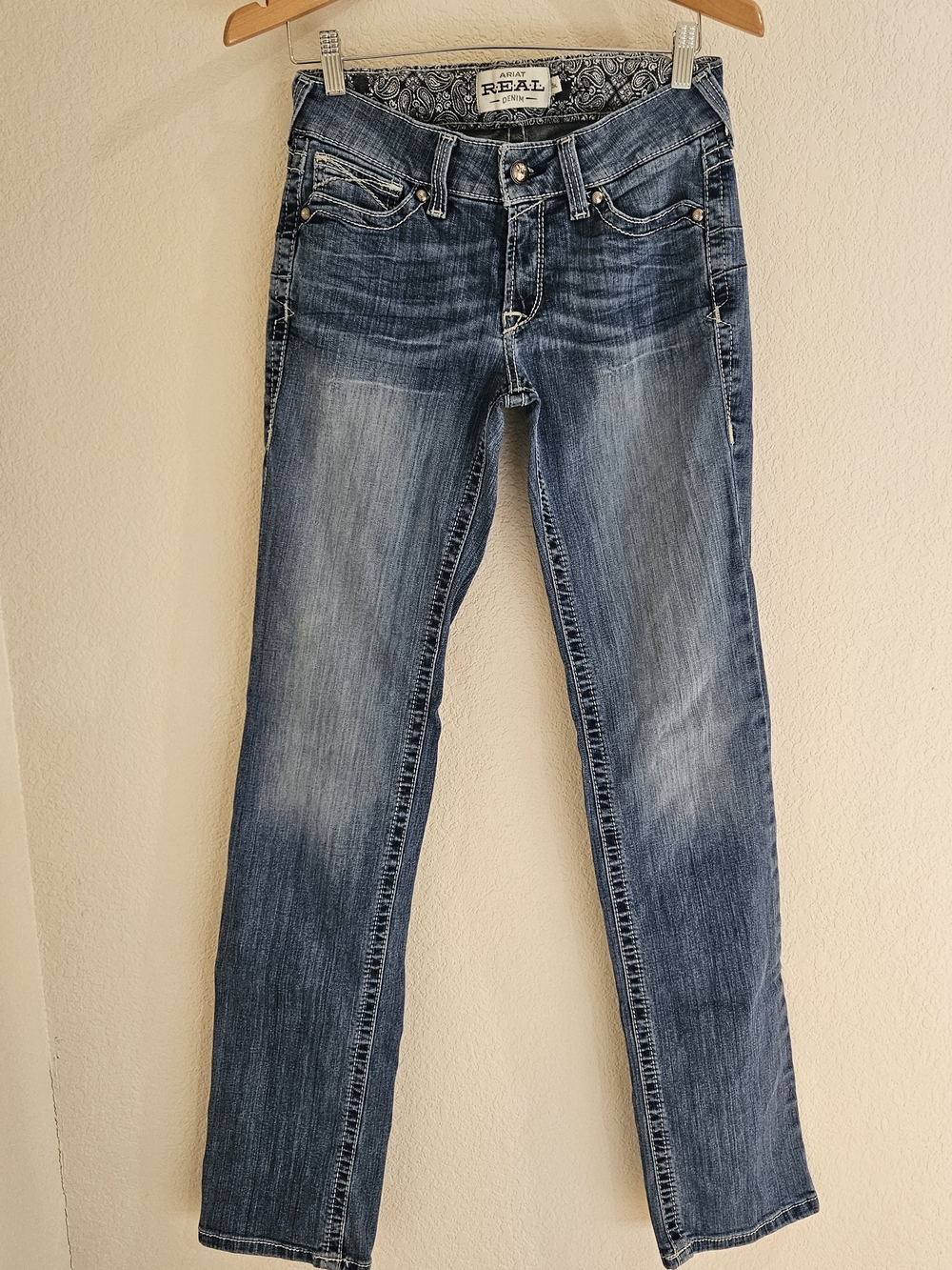 Ariat REAL Denim Mid Rise Rainstorm Straight Leg Riding Jeans Size 28XL Western